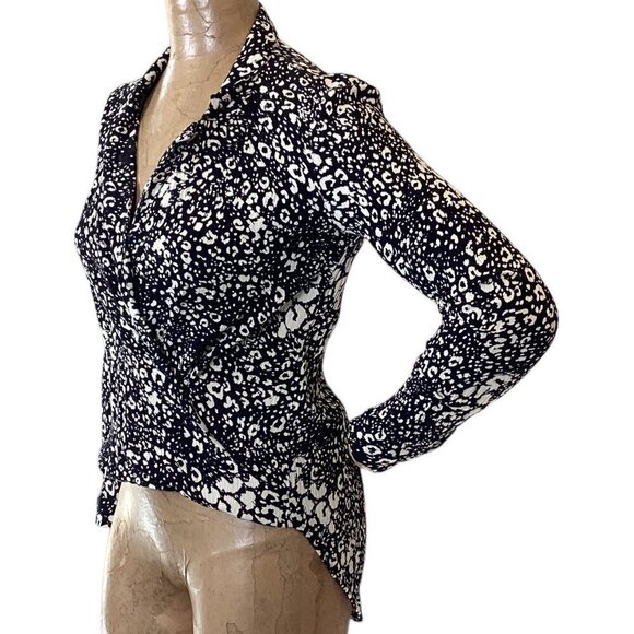 Zara TRF Collection Hi-Low  Hem Surplice V-Neck Faux Wrap Top Sz S Black #21L - Picture 4 of 6